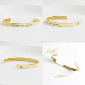 Resilience Affirmation Cuff Bracelet | Crowned Not Crushed